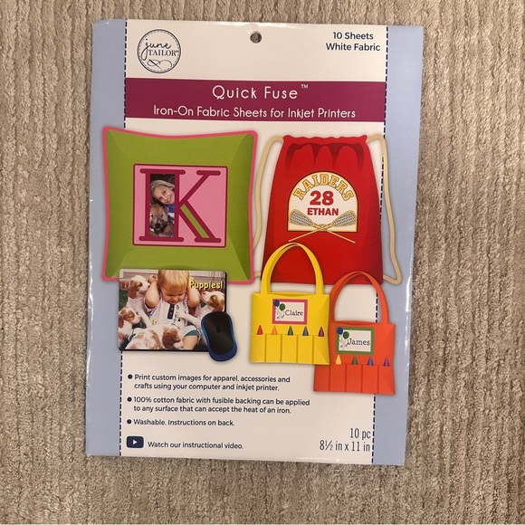 June Tailor Quick Fuse Iron-On Fabric Sheets For Inkjet Printers~10 sheets~White - Picture 1 of 3